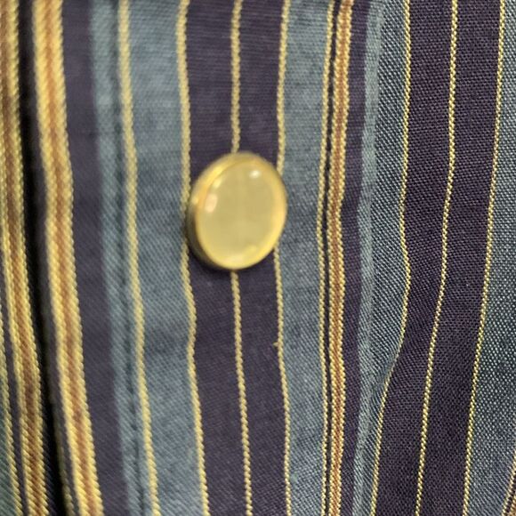 Outlaw Vintage 90s Blue Stripe Pearl Snap Short Sleeve Western Shirt Size 1X Big - Picture 10 of 10